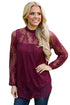 Sexy Fuchsia Glam Floral Pattern Lace Blouse with Eyelash Hem